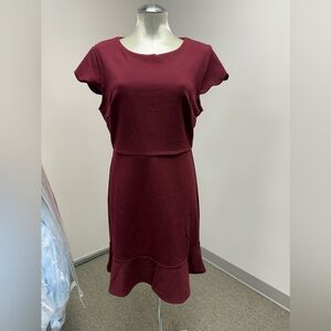 She + Sky NWT Women's Size Maroon Party Dress Cap Sleeve Ruffle Hem with Zipper